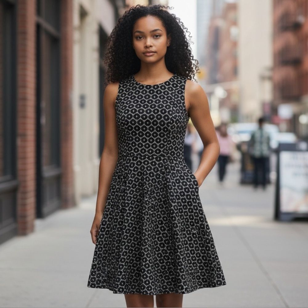 En Focus Studio Dress in Black and Cream